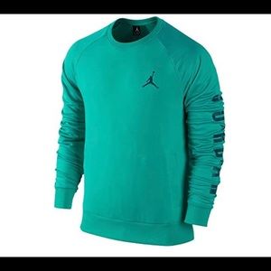 Air Jordan 7 Pocket Crewneck Men's Sweatshirt Aqua Blue xxl VINTAGE